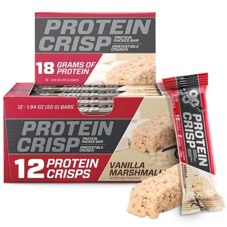 BSN Protein Bars - Syntha-6 Protein Crisp, 18g Protein, Gluten Free, Vanilla Marshmallow, 12ct
