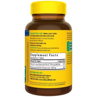 Nature Made Calcium 500 mg with Vitamin D3, Dietary Supplement for Bone Support, 130 Tablets