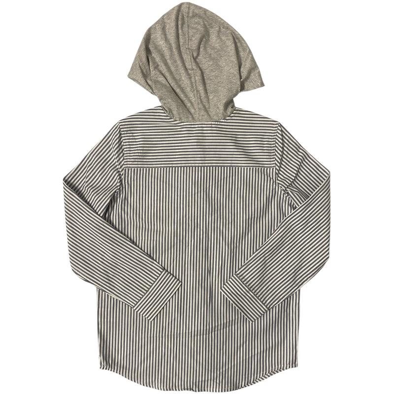 Lucky Brand Boys Hooded Shirt Gray Stripe XS 4/5
