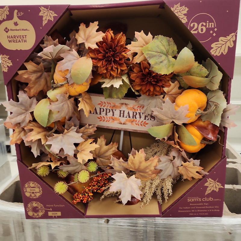 MM 26IN HARVEST WREATH W/ SIGN