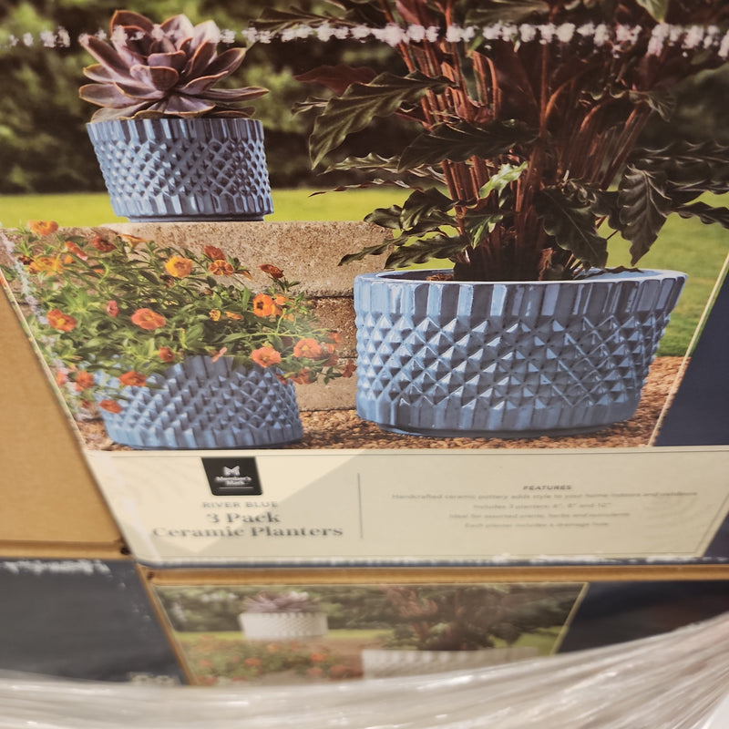 3 Pack Ceramic Planters white