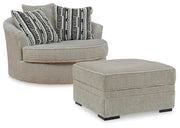 Calnita Oversized Swivel Chair and Ottoman