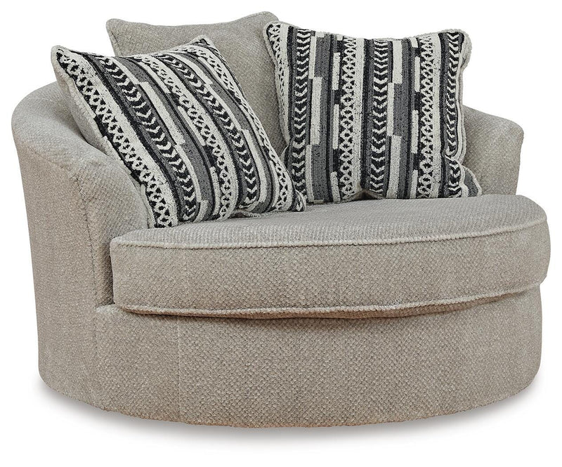 Calnita Oversized Swivel Chair and Ottoman