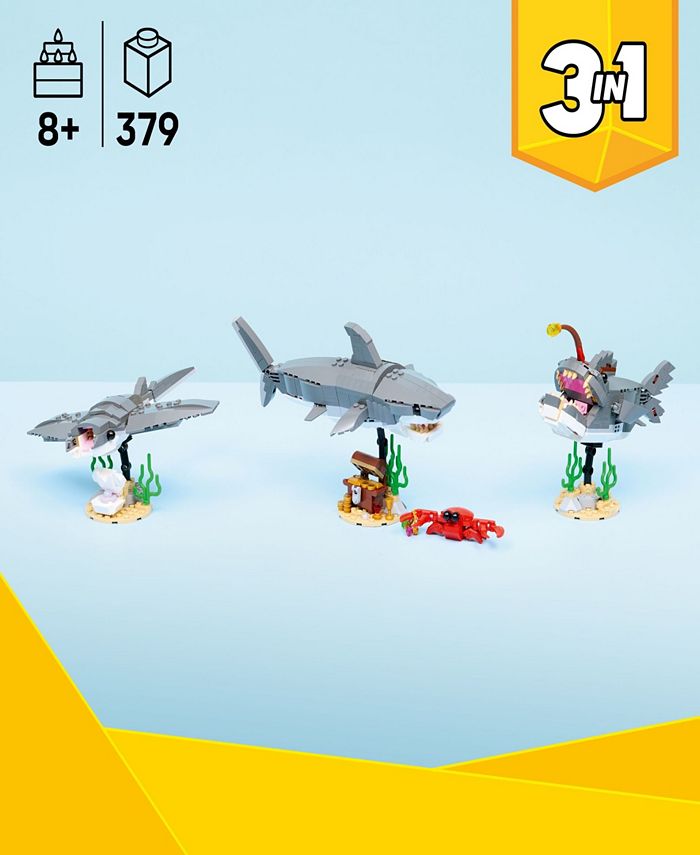 LEGO Creator Fierce Shark with Treasure Chest Building Toy 31381, 379 Pieces - White