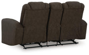 Mayhem Madness Glider Reclining Loveseat with Console