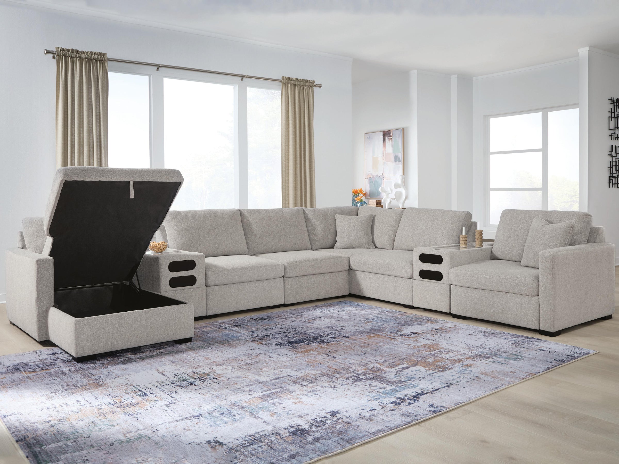 ModMax Luxe 8-Piece Sectional with Storage Chaise and Audio Consoles ...