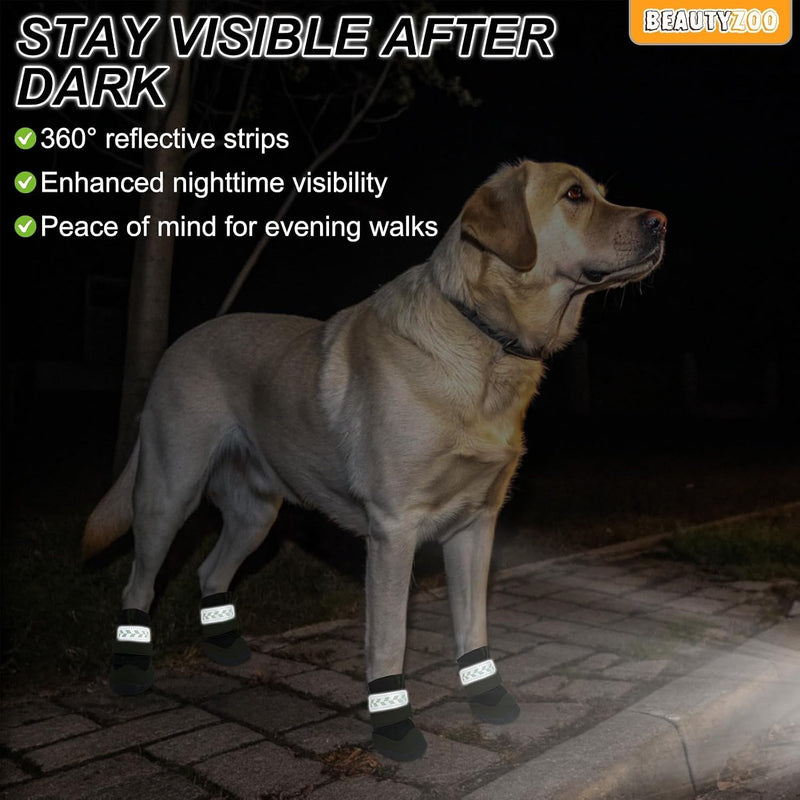 BEAUTYZOO Waterproof Dog Shoes for Winter, Anti-Slip Dog Boots for Medium/Large Senior Dogs 4Pcs