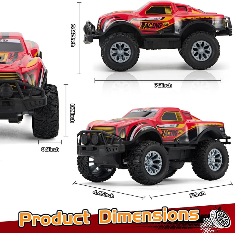 Remote Control 1:20 Scale Off-Road Vehicle Truck with LED Lights, 2.4GHz RC Car (Red)