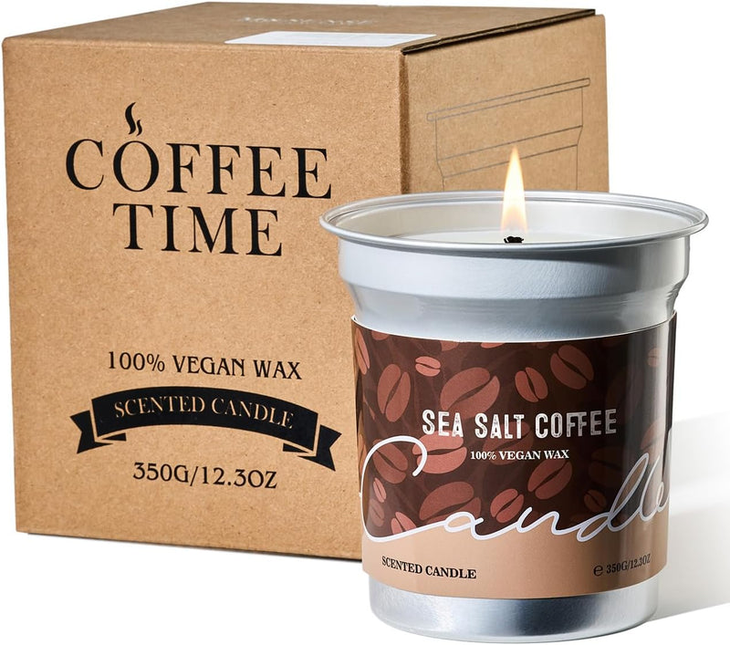 M&SENSE Sea Salt Coffee Scented Soy Summer Candle, 12.3oz Coffee Gifts