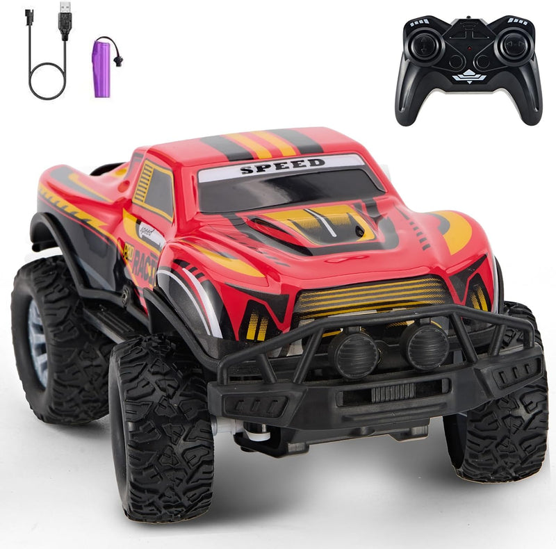 Remote Control 1:20 Scale Off-Road Vehicle Truck with LED Lights, 2.4GHz RC Car (Red)