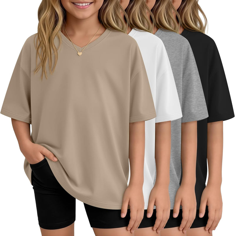 4 Pack Girls Oversized Shirts
