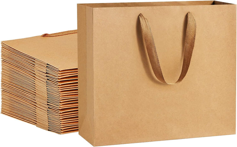 BagDream Gift Bags with Handles 12.5x4.5x11 Inch Large Brown 25 Pack