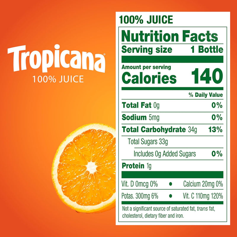 Tropicana 100% Juice Orange Blend, Single Serve 10 fl oz Bottles (Pack of 24)