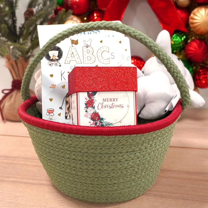 Holiday Accent Gift Basket - Green 8”x12” x7”