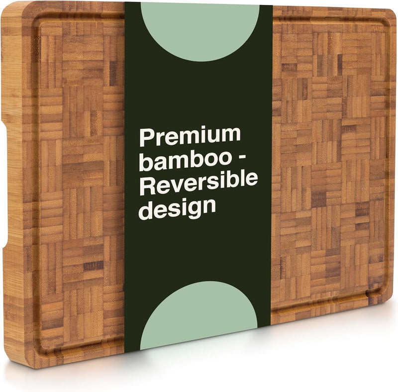 Cactus & Cubby Premium Bamboo Cutting Board - Deluxe End Grain, 16.5 x 11.8, Pre-oiled