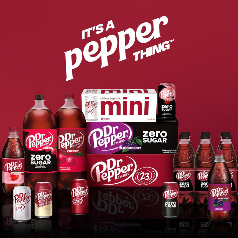 DR PEPPER and Cream Soda Zero Sugar, 12 fl oz cans, 12 pack