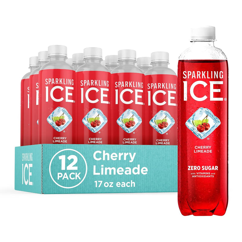 Sparkling Ice Cherry Limeade Sparkling Water, Zero Sugar, Vitamins, 17 oz Bottles (Pack of 12)
