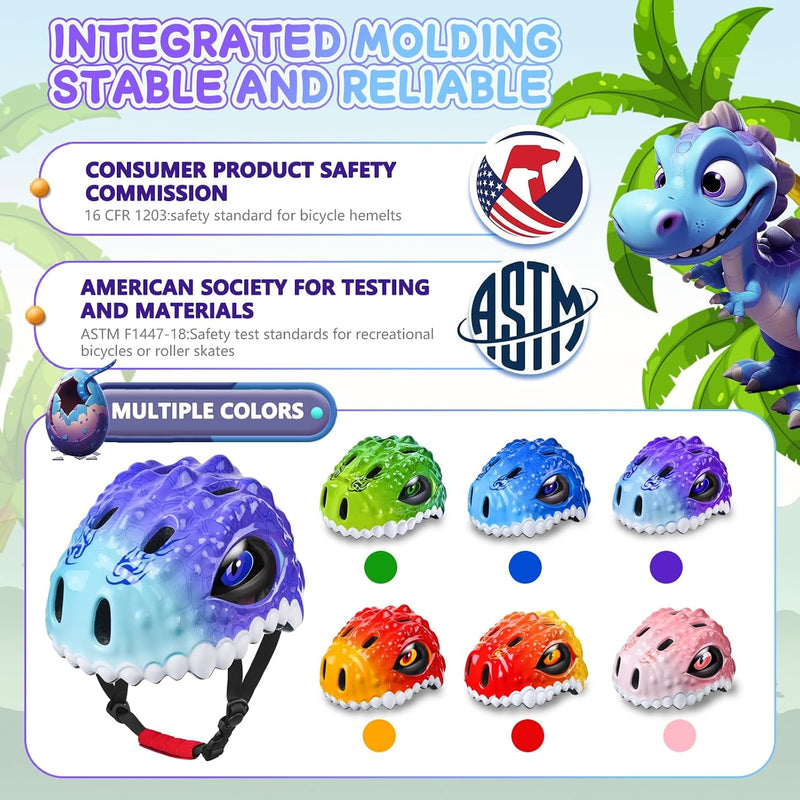 Kids Bike Helmet Adjustable 3D Lightweight Ventilation for Boys & Girls Multi-Sport