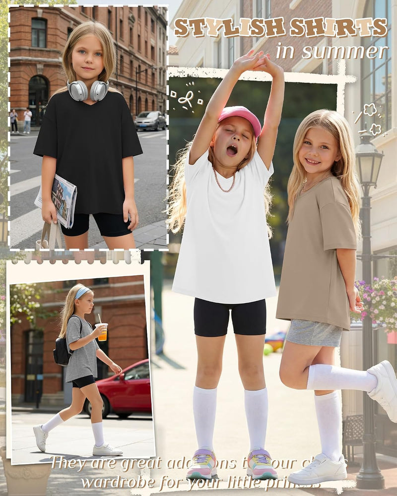 4 Pack Girls Oversized Shirts