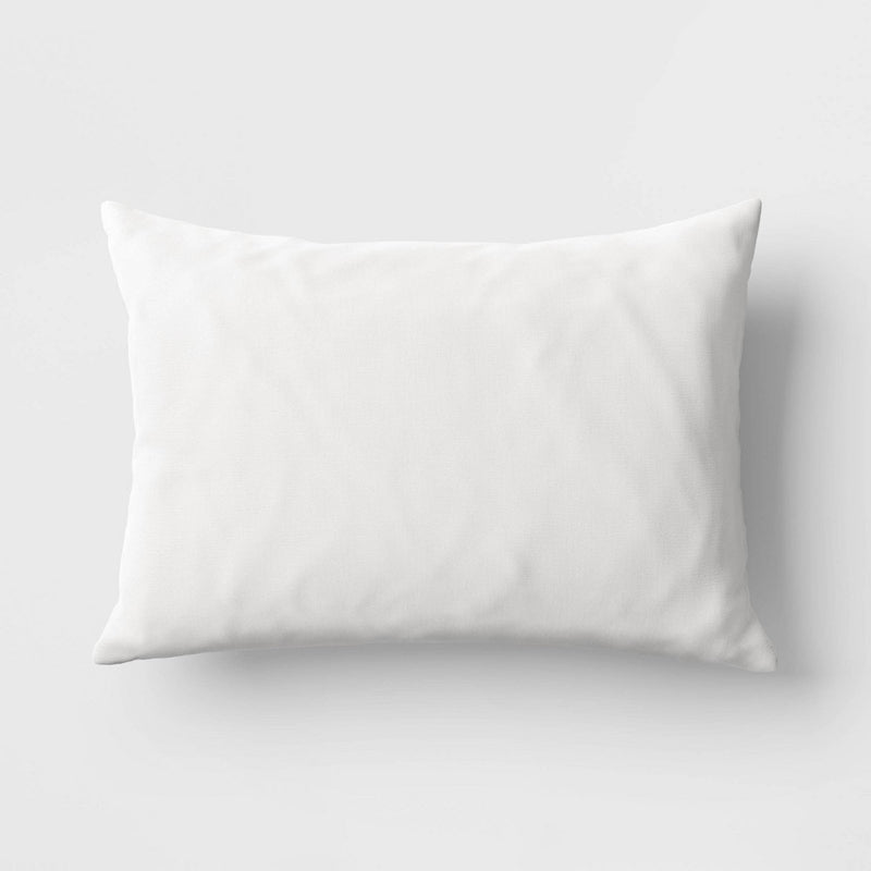Feather Filled Lumbar Throw Pillow White - Threshold: Cotton Shell, Reversible, Indoor, 18x12