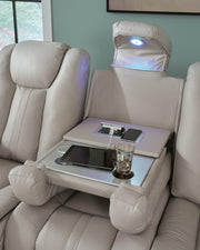 Elevate Edges Reclining Sofa with Drop Down Table