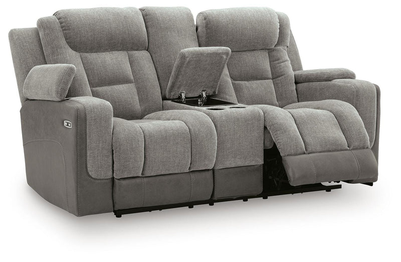 Mixed Motion Power Reclining Loveseat with Console