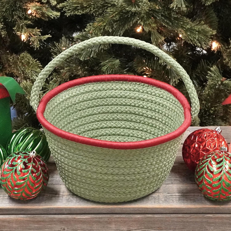 Holiday Accent Gift Basket - Green 8”x12” x7”