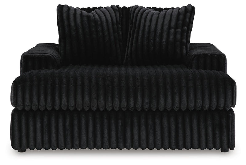 Midnight-Madness 3-Piece Sectional, Chaise and Oversized Accent Ottoman