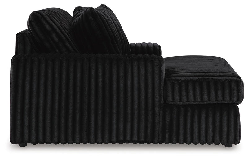 Midnight-Madness 3-Piece Sectional, Chaise and Oversized Accent Ottoman