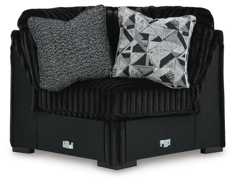 Midnight-Madness 3-Piece Sectional, Chaise and Oversized Accent Ottoman