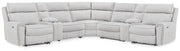 Social Pointe 7-Piece Reclining Sectional with Storage Consoles