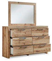 Hyanna Queen Panel Storage Bed with 1 Side Storage, Dresser and Mirror