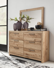 Hyanna Twin Panel Bed with 2 Side Storage, Dresser and Mirror