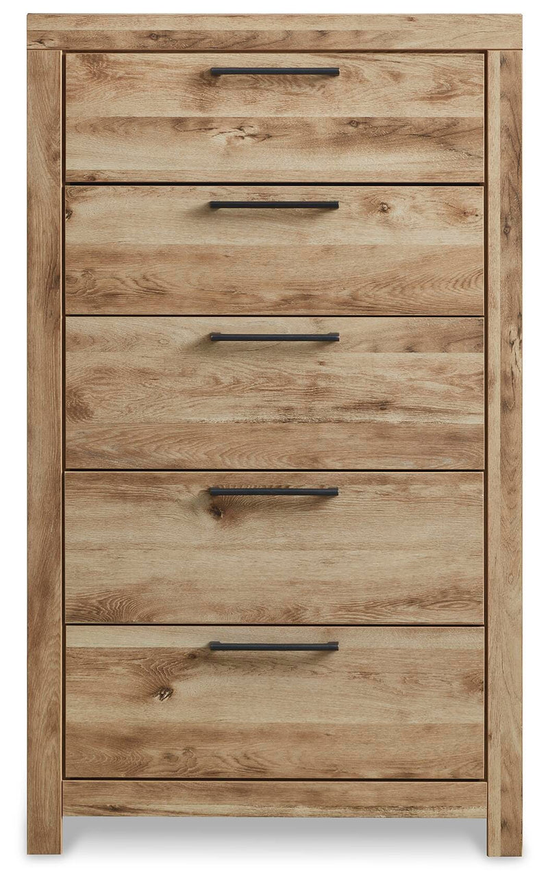 Hyanna Queen Panel Storage Bed, Dresser, Mirror, Chest and 2 Nightstands