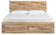 Hyanna Queen Panel Storage Bed with 1 Side Storage, Dresser and Mirror