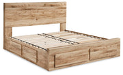 Hyanna King Panel Storage Bed with 1 Side Storage, Dresser and Mirror