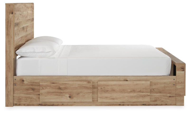 Hyanna Full Panel Bed with 2 Side Storage, Dresser and Mirror