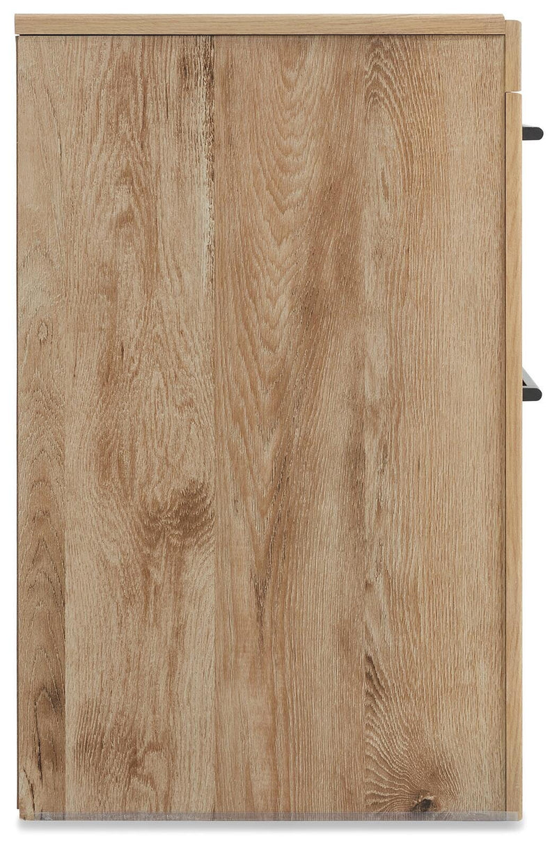 Hyanna Queen Panel Storage Bed, Dresser, Mirror and Nightstand