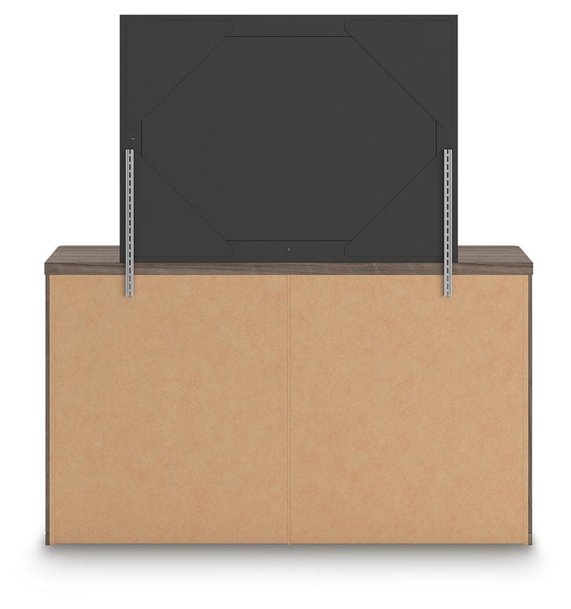 Kendanport King Upholstered Bed, Dresser, Mirror and Chest