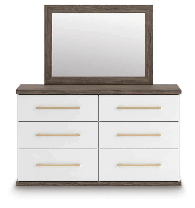 Kendanport King Upholstered Bed, Dresser, Mirror and Chest