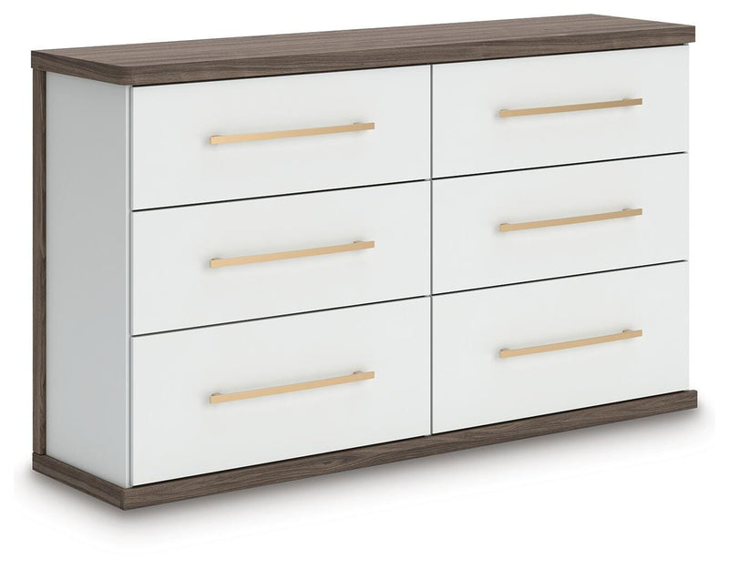 Kendanport Queen Upholstered Bed, Dresser and Nightstand