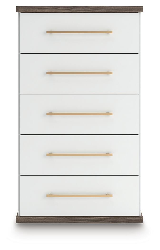 Kendanport King Upholstered Bed, Dresser, Mirror and Chest