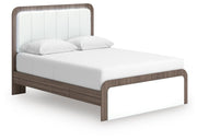 Kendanport Queen Upholstered Bed and 2 Nightstands