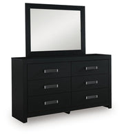 Maeling Full Upholstered Panel Bed, Dresser and Mirror