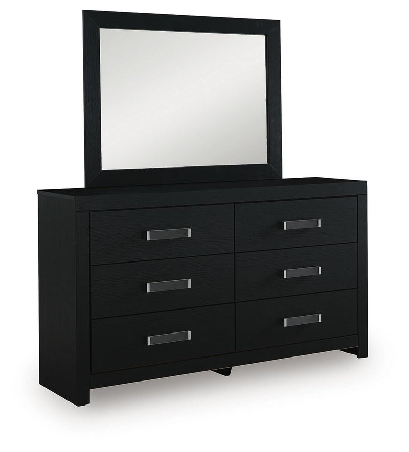 Maeling Full Upholstered Panel Bed, Dresser and Mirror