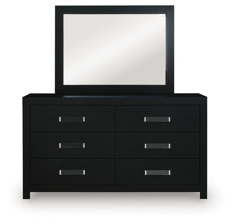 Maeling Full Upholstered Panel Bed, Dresser and Mirror