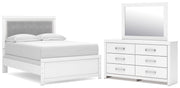 Maeling Full Upholstered Panel Bed, Dresser and Mirror