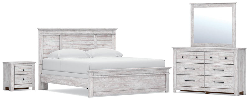 Makidern King Panel Bed, Dresser and Nightstand
