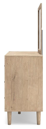 Cielden Queen Upholstered Bed, Dresser and Mirror