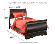 Huey Vineyard Twin Sleigh Bed with Dresser and Mirror